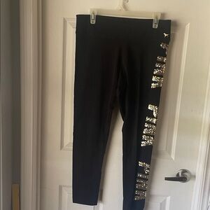 Victoria's Secret Pink Yoga Leggings - Black with sequins